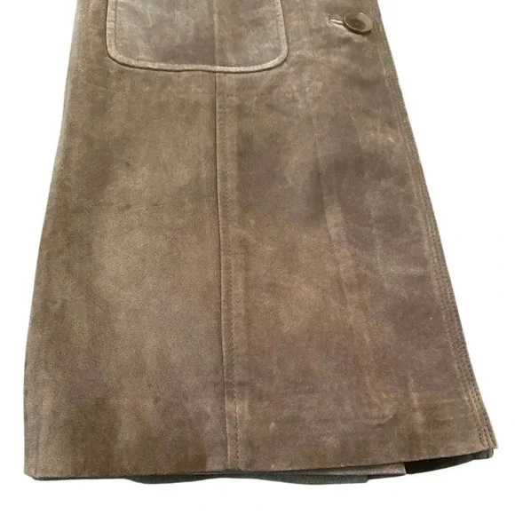 Isabella Bird Brown Genuine suede Leather Button Front Trench Coat Size XS - Picture 9 of 10